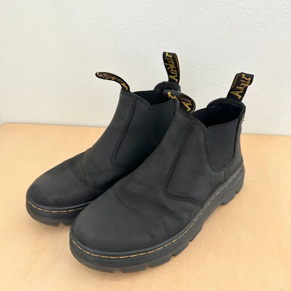 Dr. Martens Hardie II Pebbled Leather Chelsea Boots Pull Black Men's US 8 EU 41